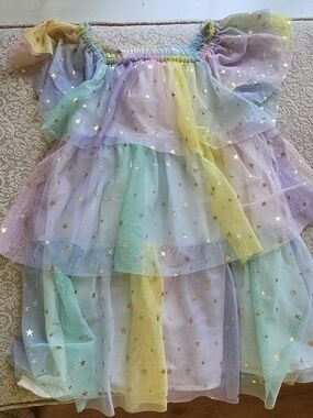 Mini Boden Pastel Rainbow Star Tulle Dress